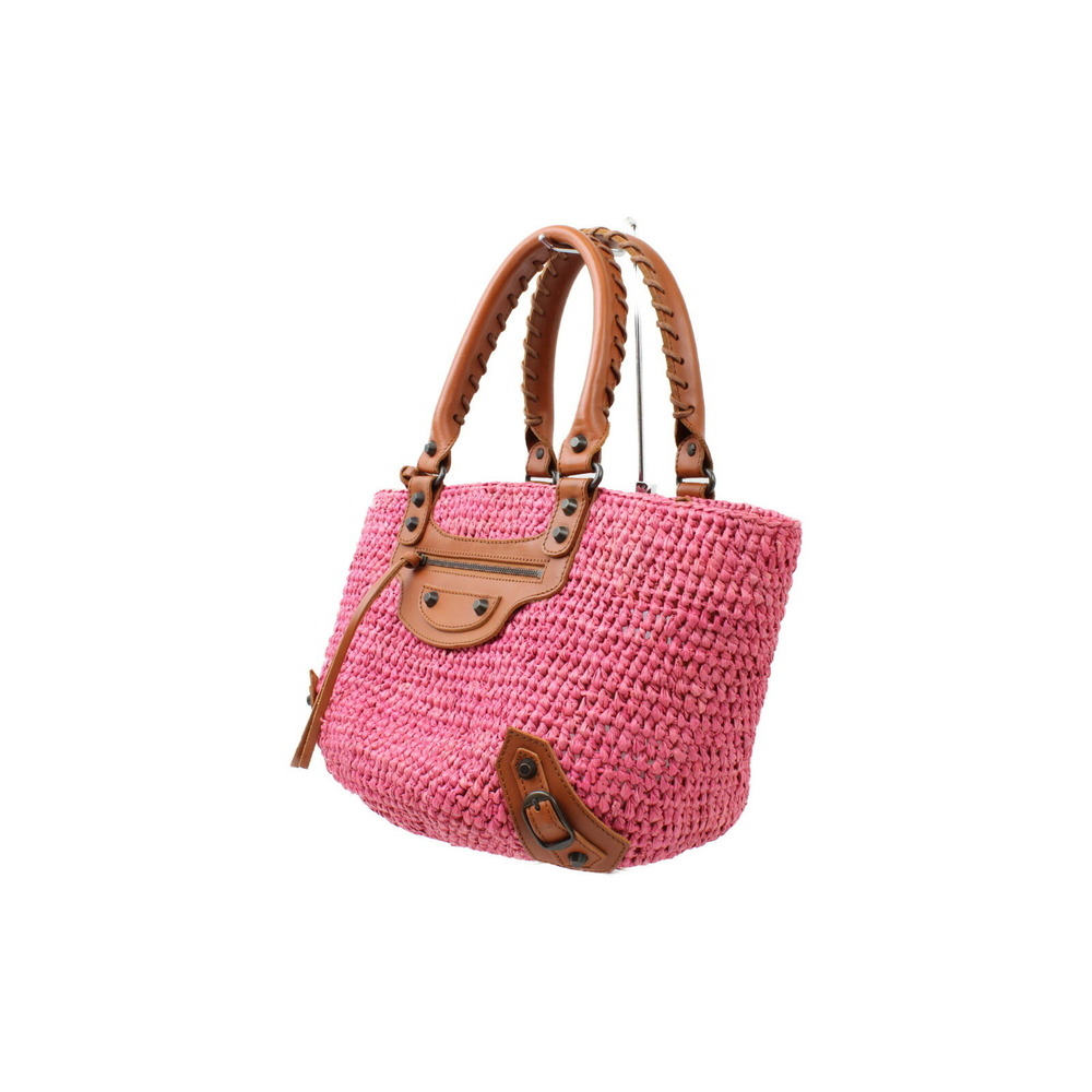 Balenciaga Bag Straw Basket Pink Raffia Summer - Picture 3 of 7